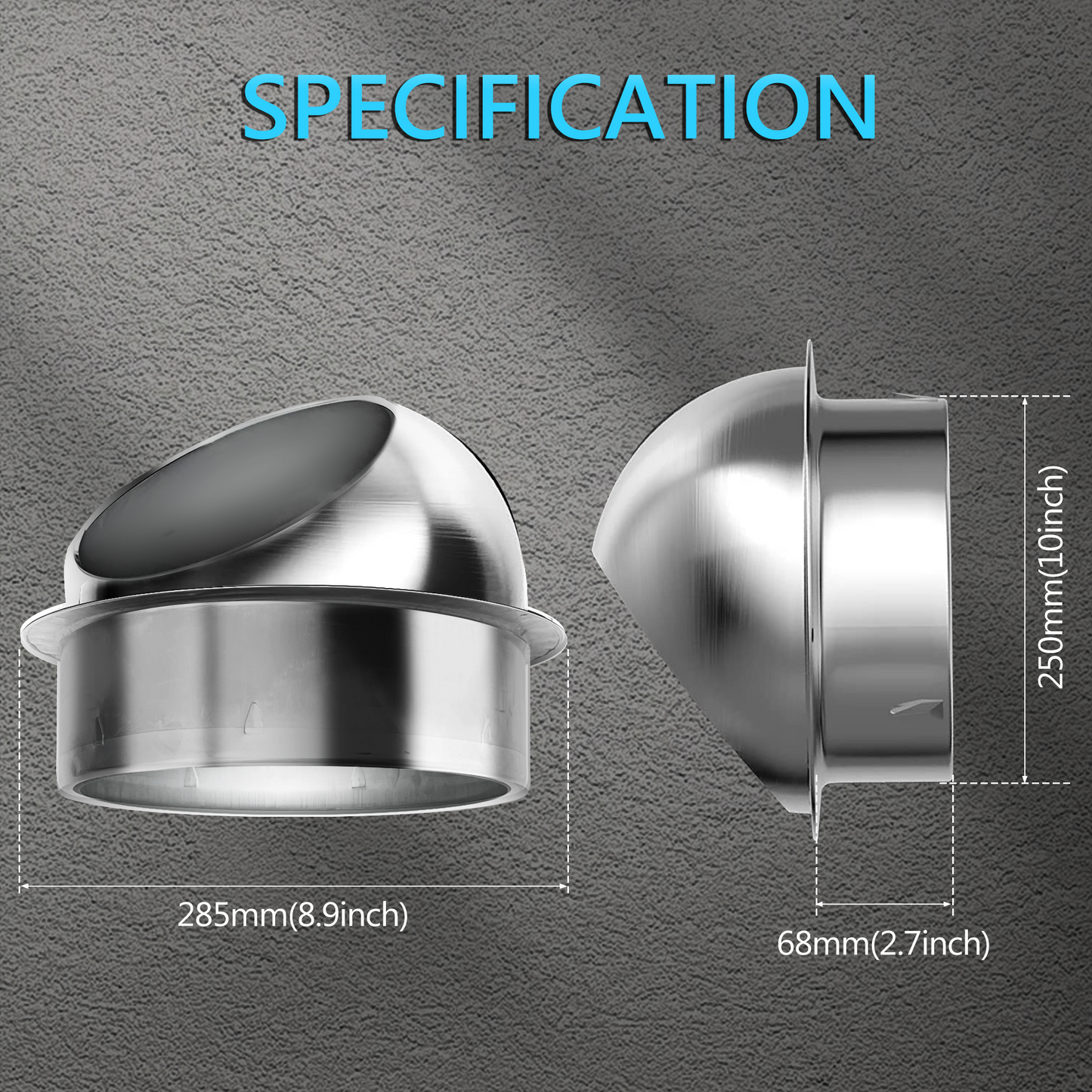 10 Inch Dryer Vent Cover Stainless Steel Round Exhaust Grill Ventilation Outlet Wall Air Vent Dryer Hood External Extractor