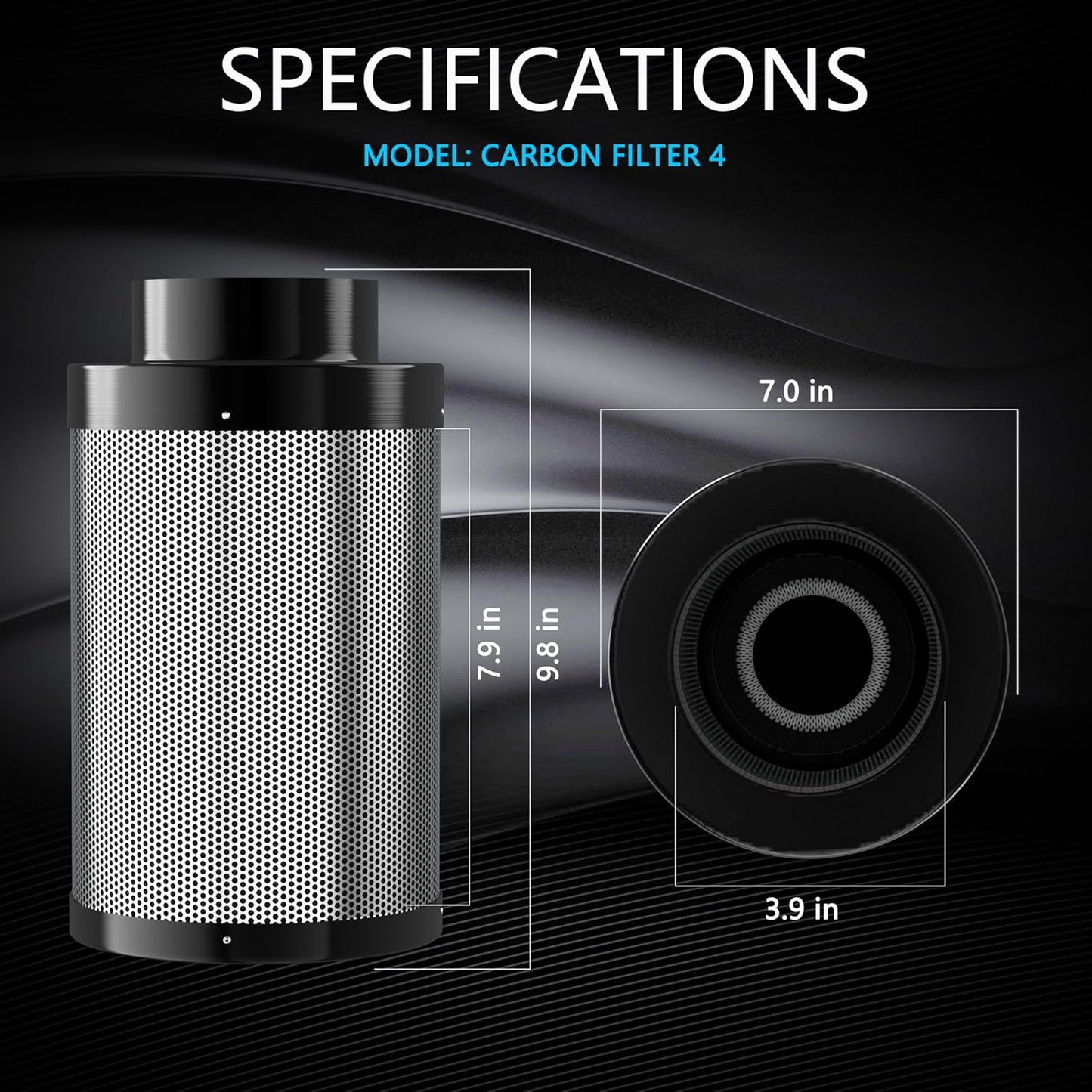 4 Inch Air Carbon Filter with Premium Australia Virgin Charcoal for Inline Duct Fan, Grow Tents, Air Filtration, Hydroponics