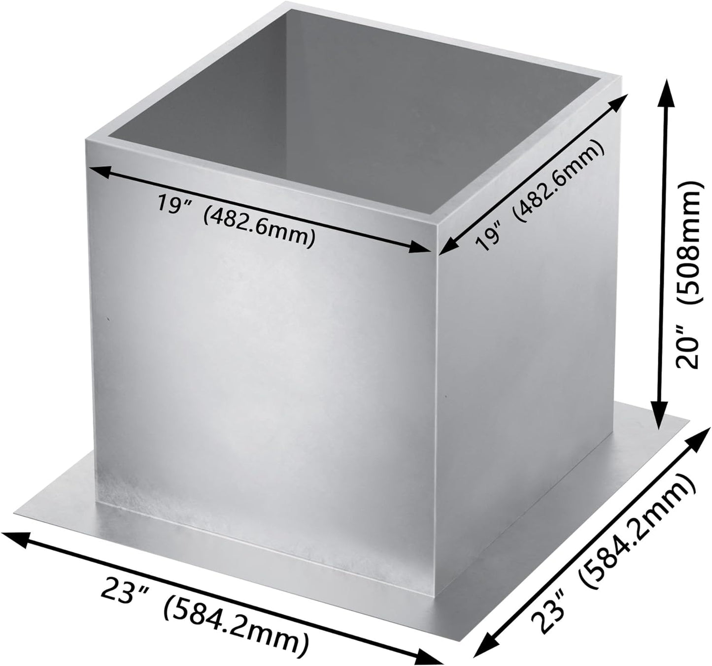 Roof Curb for Exhaust Fan-19” Square x 20”High Flat Roof Curb,18 Gauge Galvanized Steel Construction