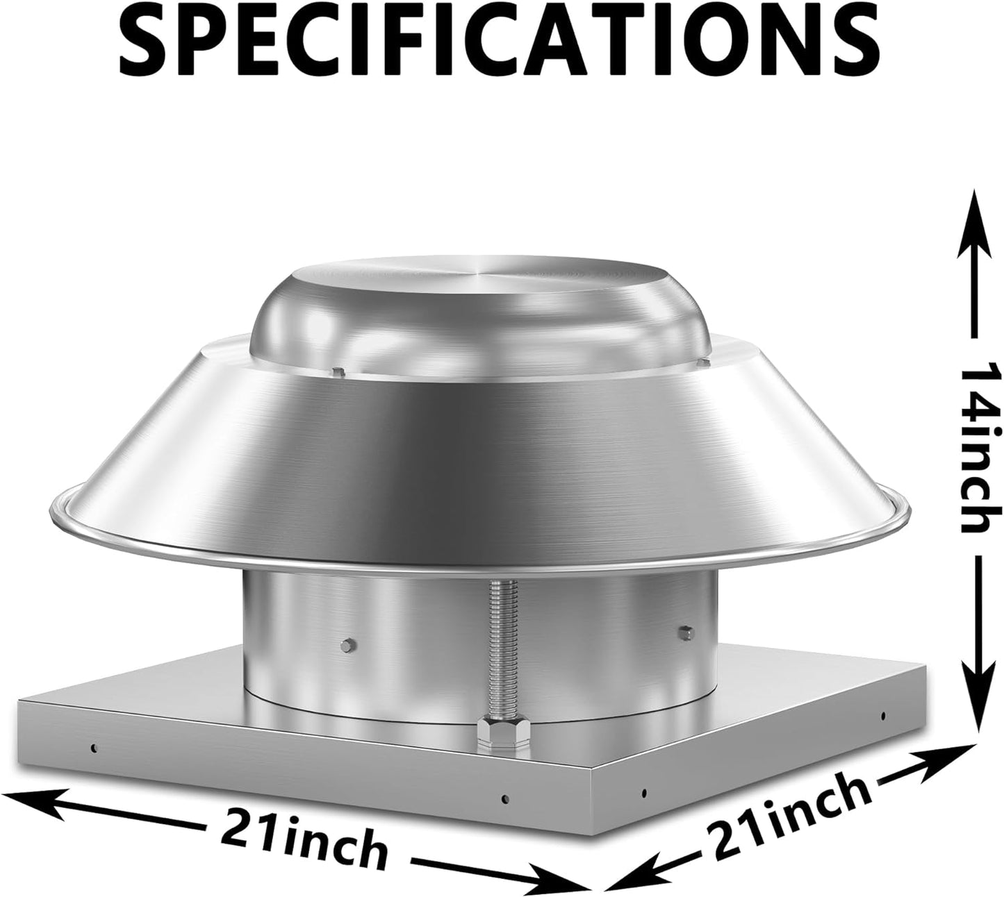 Roof Exhaust Fan Direct Drive Axial Downblast Exhaust Fan -21" Fan Base, 1/6 HP 115 Volt Single Phase Motor 1160 CFM