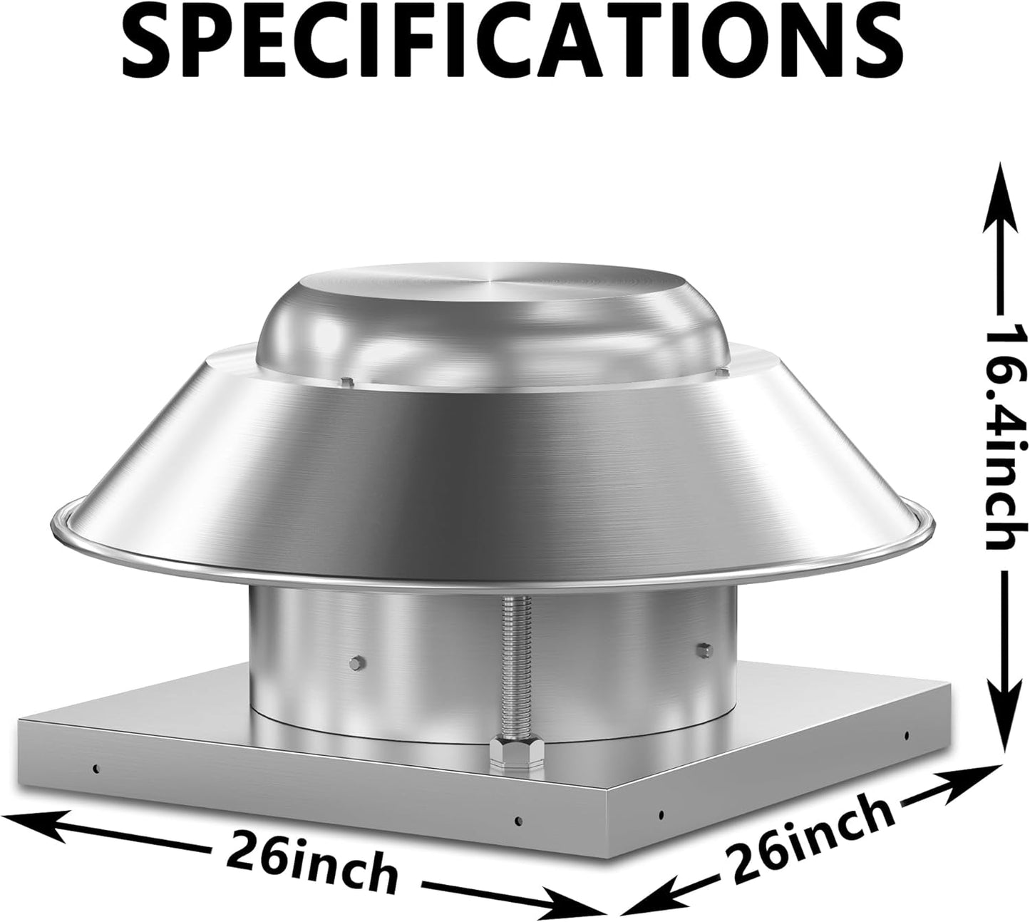 Roof Exhaust Fan Direct Drive Axial Downblast Exhaust Fan -26" Fan Base, 1/3 HP 115 Volt Single Phase Motor 2400 CFM