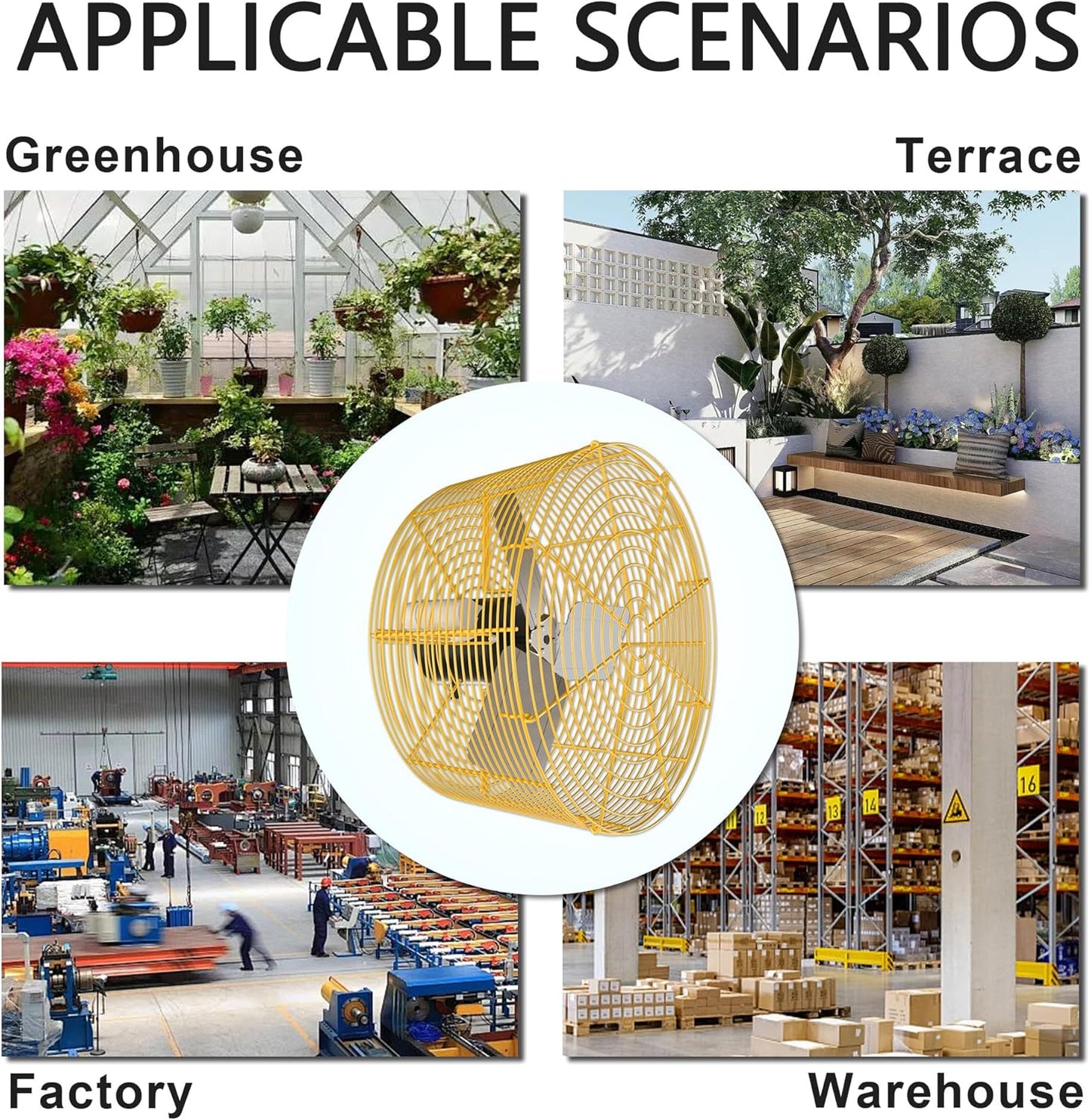 Greenhouse Circulation Fan Air Circulation Fan 1/10 HP 115V Ceiling Wall Mount Fan High Speed Circulation Fan for Greenhouse, Warehouse, Patio, Garage 1470CFM, ETL Listed