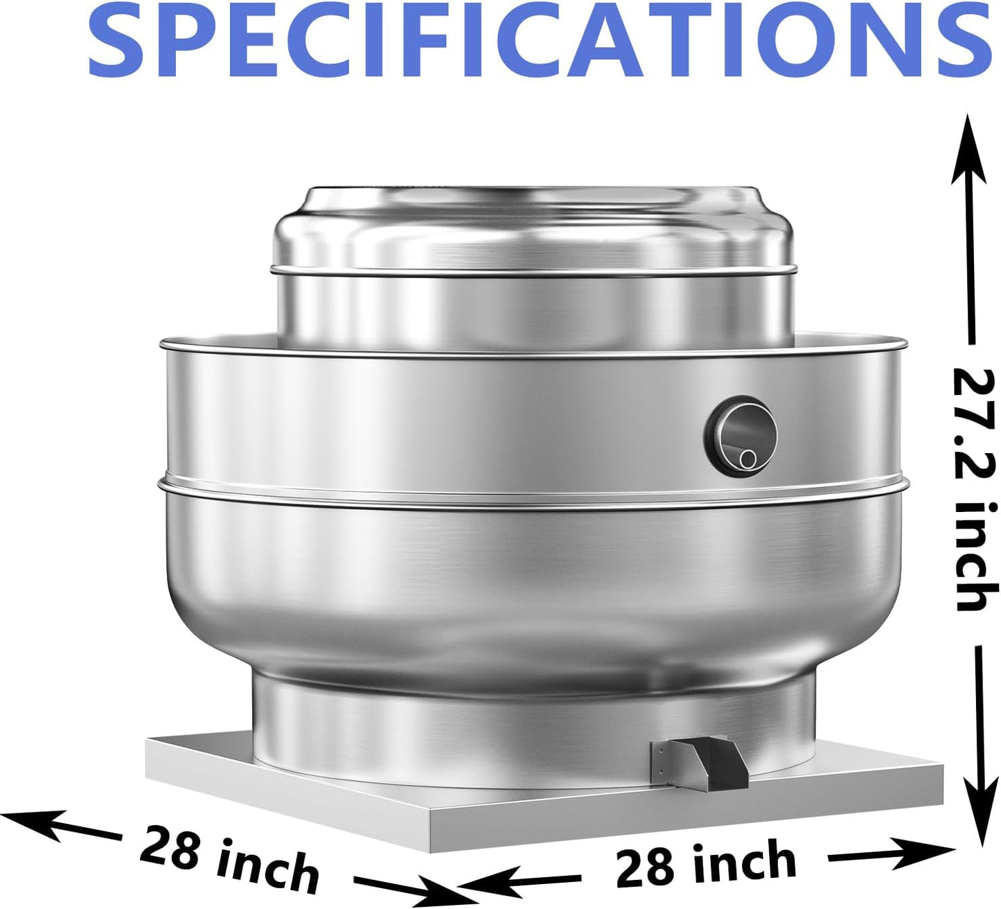 Restaurant Hood Grease Rated Exhaust Fan-Direct Drive Centrifugal Upblast Exhaust Fan 2HP 208-230V Single Phase Motor 6300 CFM, ETL Listed