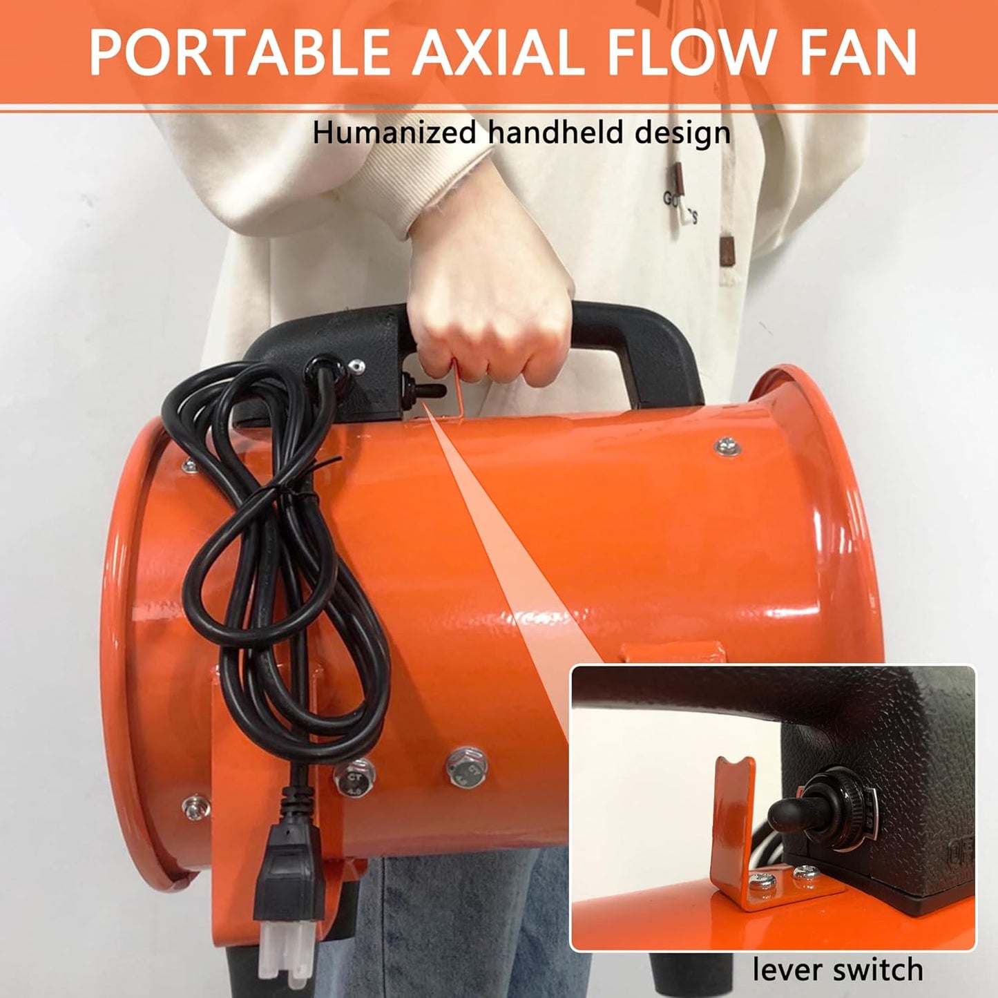 Utility Blower Fan 12 Inch Portable Axial Exhaust Fan 790W/7A 2300CFM High Velocity Ventilator with 16FT Duct Hose for Exhausting & Ventilating at Home and Job Site