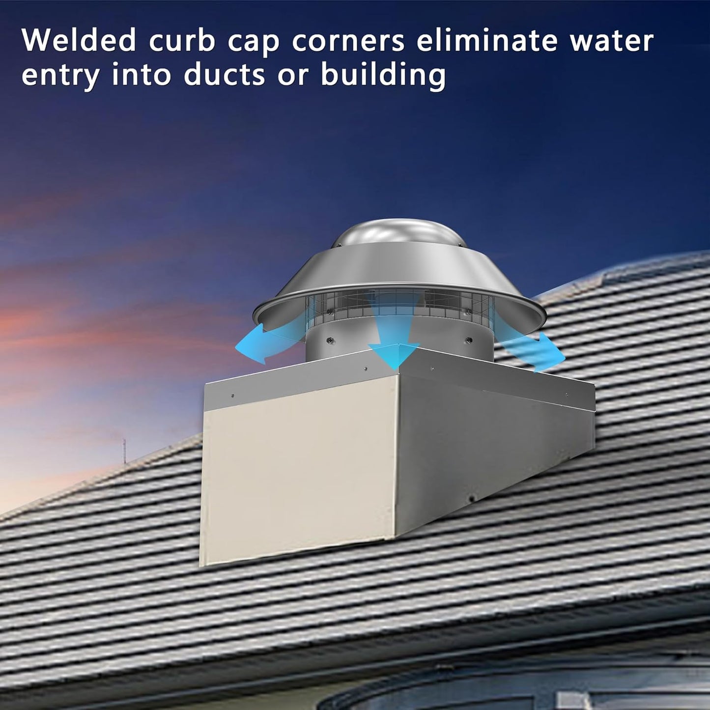 Roof Exhaust Fan Direct Drive Axial Downblast Exhaust Fan -26" Fan Base, 1/3 HP 115 Volt Single Phase Motor 2400 CFM