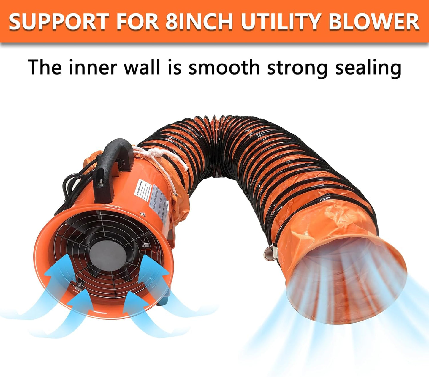 16FT Ducting Hose 10 Inch PVC Flexible Duct Hosing with Adjustable Rope for Utility Blower Exhaust Fan