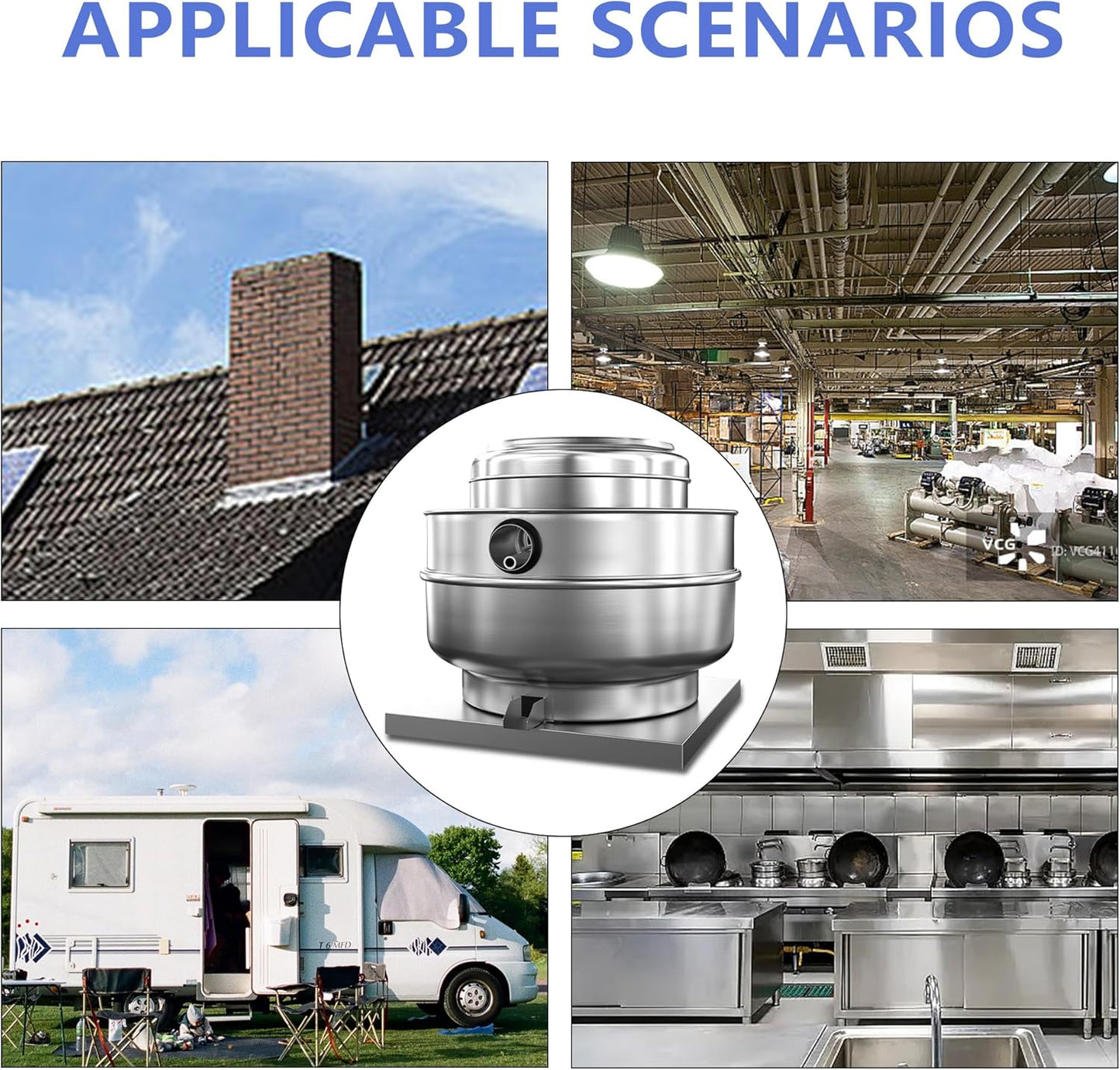 Restaurant Hood Grease Rated Exhaust Fan- Fodd Truck High Speed Direct Drive Centrifugal Upblast Exhaust Fan 1HP 110 Volt Single Phase Motor 3500 CFM