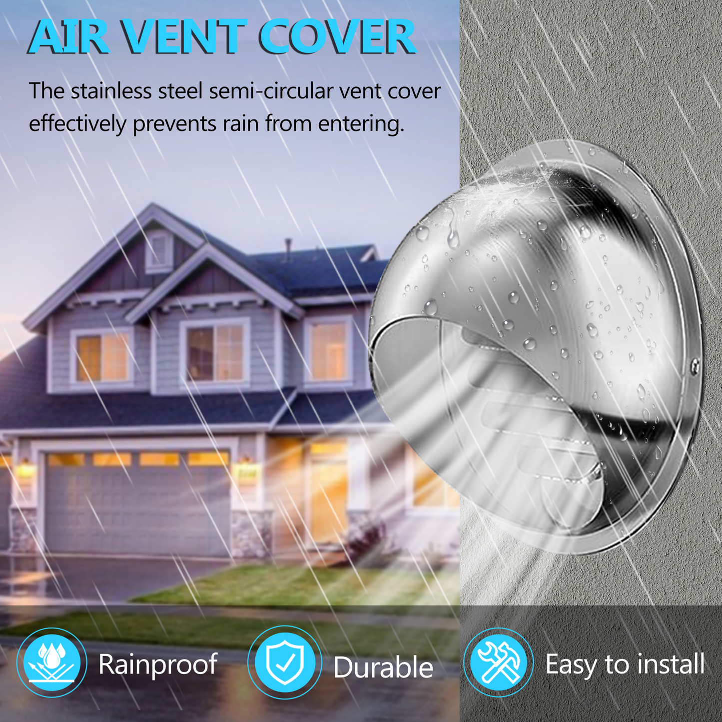 6 Inch Dryer Vent Cover Stainless Steel Round Exhaust Grill Ventilation Outlet Wall Air Vent Dryer Hood External Extractor