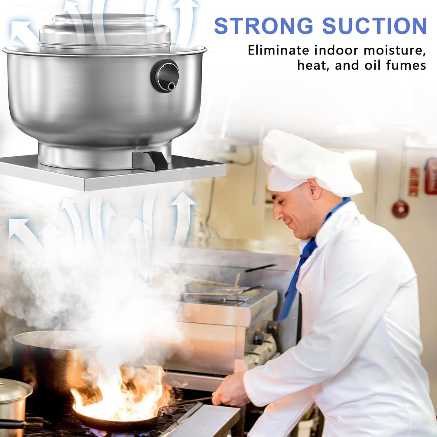 Restaurant Canopy Hood Grease Rated Exhaust Fan- Food Truck High-Speed Direct Drive Centrifugal Upblast Exhaust Fan 1/6 HP 110 Volt Single Phase Motor 800 CFM