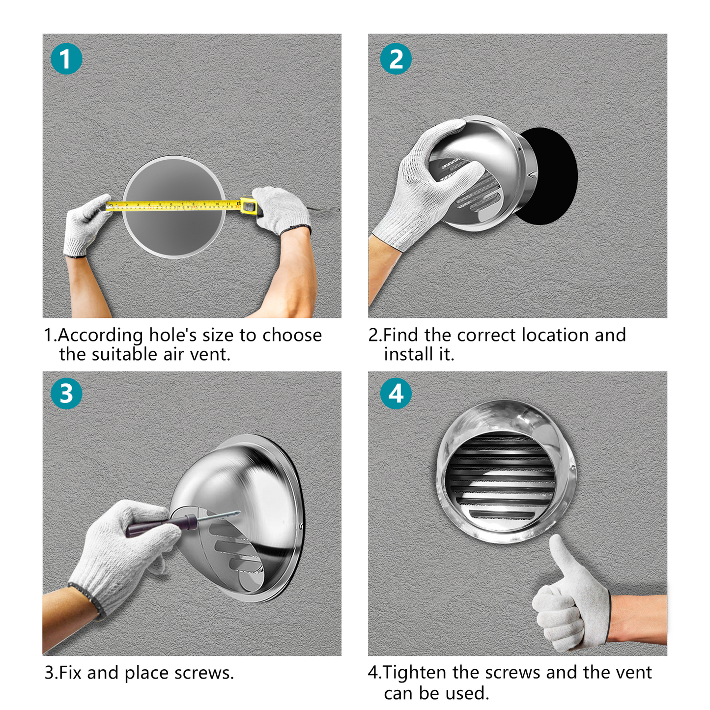 4 Inch Dryer Vent Cover Stainless Steel Round Exhaust Grill Ventilation Outlet Wall Air Vent Dryer Hood External Extractor
