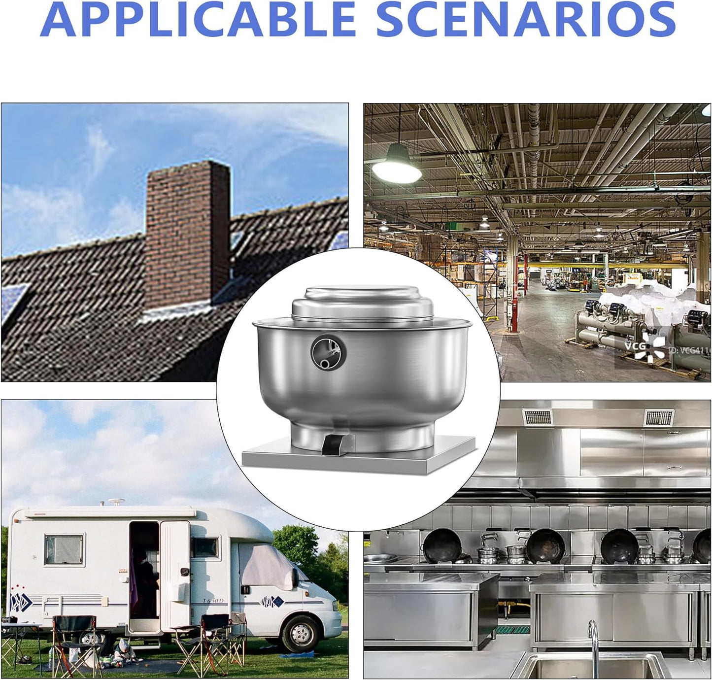 Restaurant Canopy Hood Grease Rated Exhaust Fan- Food Truck High-Speed Direct Drive Centrifugal Upblast Exhaust Fan 1/6 HP 110 Volt Single Phase Motor 800 CFM