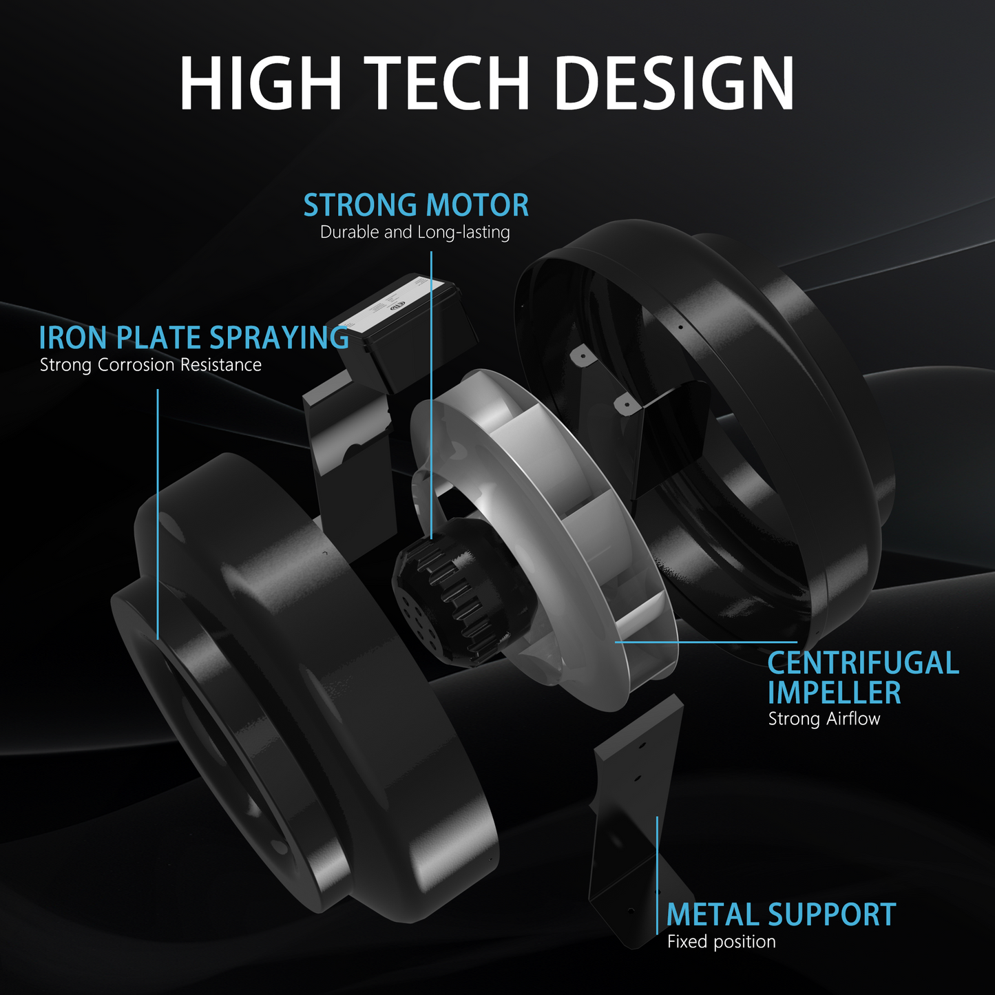 10 Inch Inline Duct Fan, 618 CFM Inline Fan Duct Exhaust Fan for Grow Tent, Indoor Garden Ventilation, NSK/SKF bearings