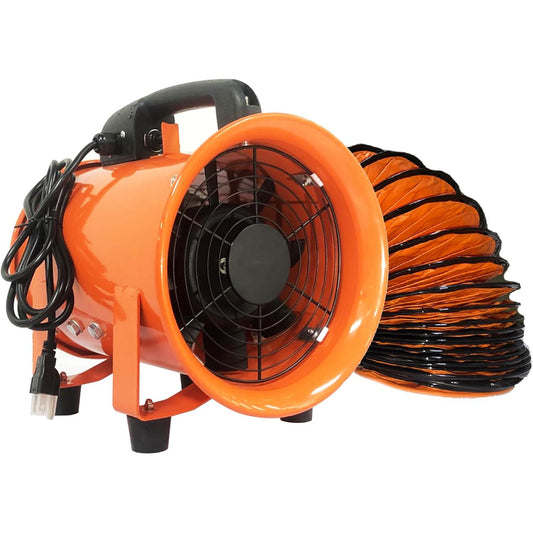 Utility Blower Fan 8 Inch Portable Axial Exhaust Fan 230W/2A 900CFM High Velocity Ventilator with 16FT Duct Hose for Exhausting & Ventilating at Home and Job Site