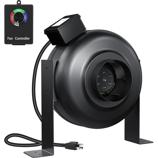 4 Inch Inline Duct Fan,171 CFM Inline Fan Duct Exhaust Fan with Speed Controller for for Grow Tent, Indoor Garden Ventilation, NSK/SKF bearings