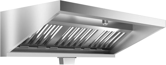 Commercial Exhaust Hood 4 FT Stainless Steel Concession Trailer Hood with 2 Removable Hood Filters, Grease Cup and Hood Light, Rust Resistant Vent Hood for Restaurant Commercial Kitchen, NSF Listed