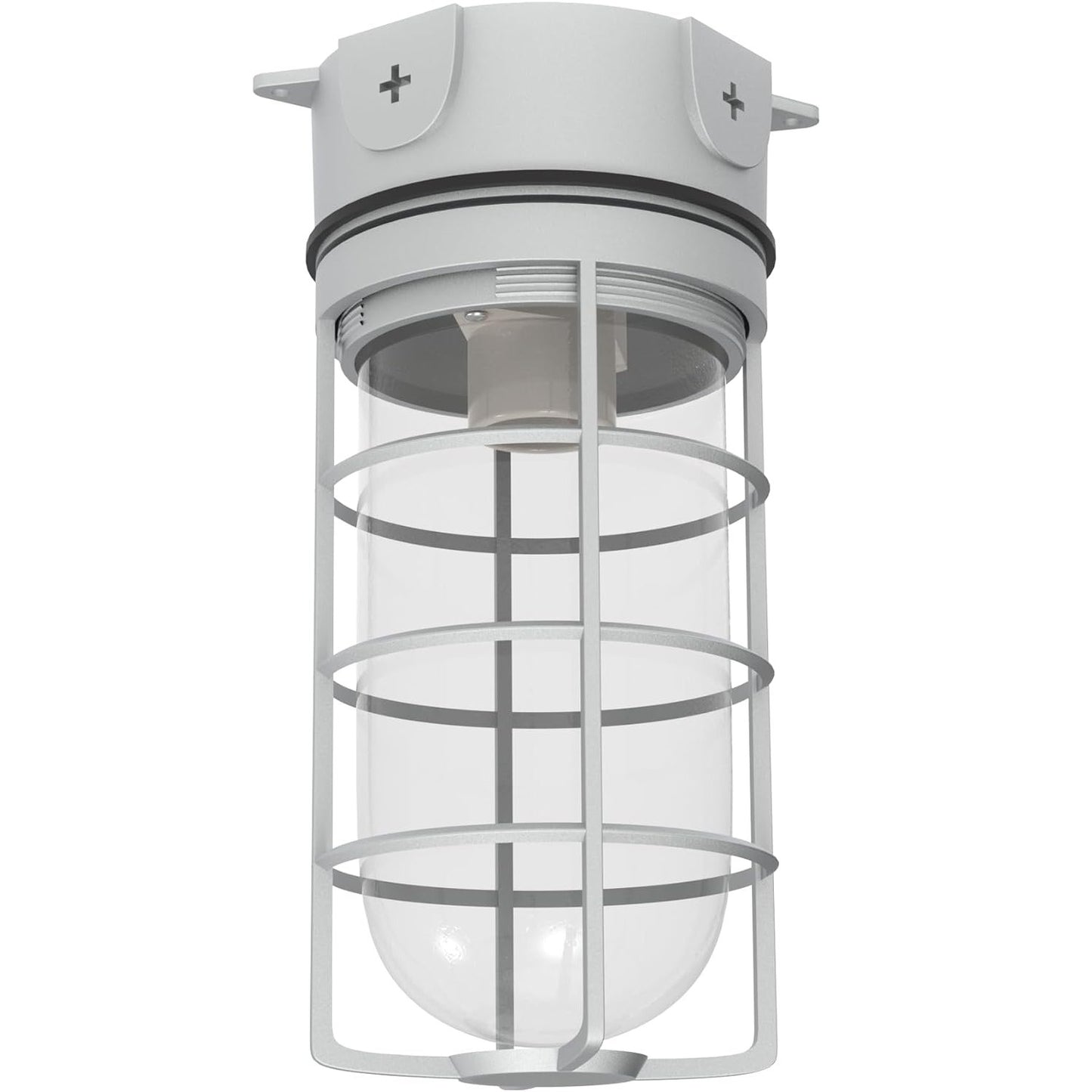 Vaporproof Industrial Jar Fixture, 150W 120V, Ceiling Mount Fixture, UL Listed, Grey