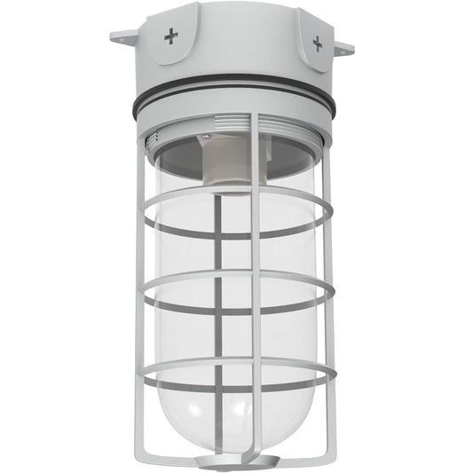 Vaporproof Industrial Jar Fixture, 150W 120V, Ceiling Mount Fixture, UL Listed, Grey