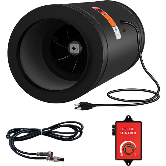 6 Inch Inline Duct Fan Built with Silencer with Speed Controller - EC Motor Ventilation Exhaust Fan for Heating Cooling Booster, Grow Tents, Hydroponics, NSK/SKF bearings, ETL Listed