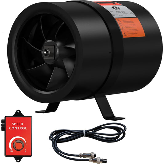 6 Inch Inline Duct Fan with Speed Controller - EC Motor Ventilation Exhaust Fan for Heating Cooling Booster, Grow Tents, Hydroponics, NSK/SKF bearings, ETL Listed