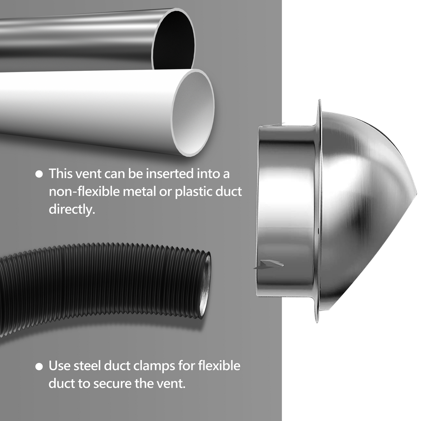 6 Inch Dryer Vent Cover Stainless Steel Round Exhaust Grill Ventilation Outlet Wall Air Vent Dryer Hood External Extractor