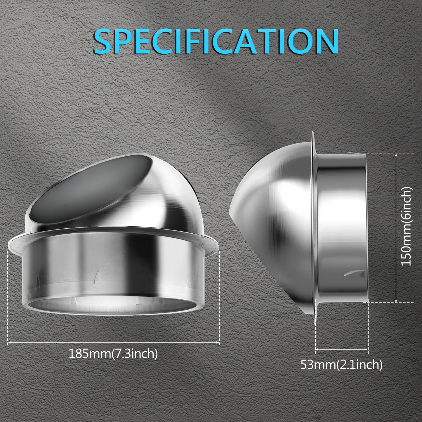6 Inch Dryer Vent Cover Stainless Steel Round Exhaust Grill Ventilation Outlet Wall Air Vent Dryer Hood External Extractor