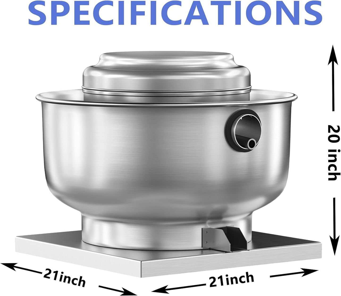 Restaurant Canopy Hood Grease Rated Exhaust Fan- Food Truck High-Speed Direct Drive Centrifugal Upblast Exhaust Fan 1/6 HP 110 Volt Single Phase Motor 800 CFM
