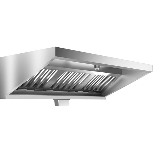 Commercial Exhaust Hood 6 FT Stainless Steel Concession Trailer Hood with 3 Removable Hood Filters(No Motor), Grease Cup and Hood Light, Rust Resistant Vent Hood for Commercial Kitchen, NSF Listed