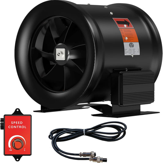 12 Inch Inline Duct Fan with Speed Controller - EC Motor Ventilation Exhaust Fan for Heating Cooling Booster, Grow Tents, Hydroponics, NSK/SKF bearings, ETL Listed